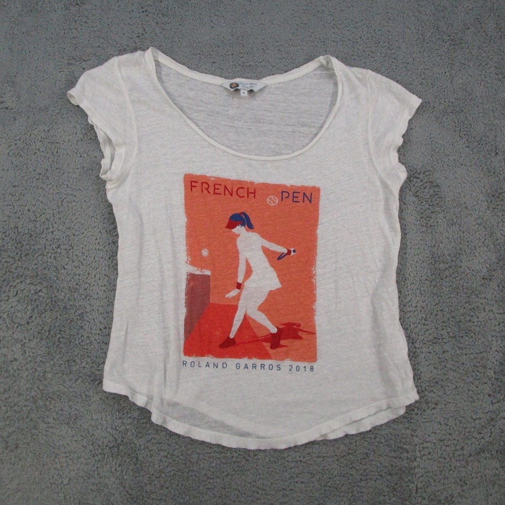 Roland Garros 2018 French Open Womens Linen Graphic T-Shirt White Medium